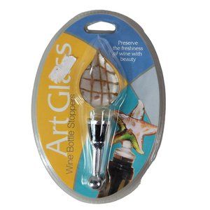 NEW LS Arts Art Glass Wine Bottle Stopper Pearlized Teardrop Leaf Stripes Dots